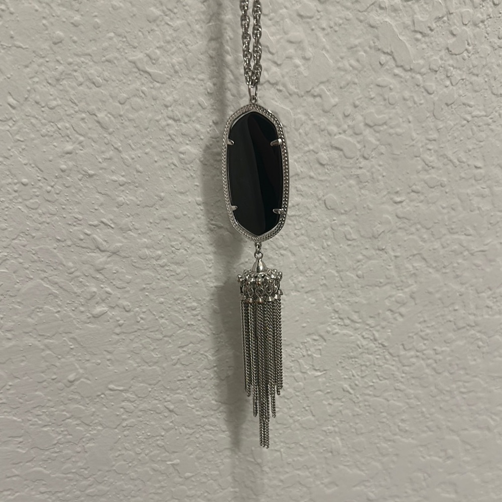 Elegant Silver and Black Pendant Necklace